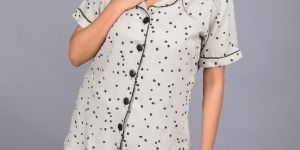 Ladies Grey Rayon Shirt and Shorts Set