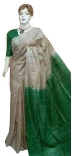 Plain Tussar Silk Saree