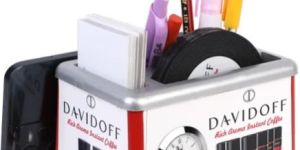 Plastic Pen Stand with Mobile Holder & Table Clock