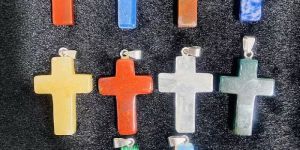 Cross Shape Crystal Natural Gemstone Pendant