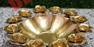 Gold Metal Gulab Small Urli