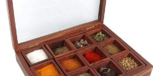 Wooden Square Spice Box