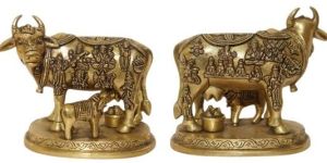 Brass Cow and Calf Statue