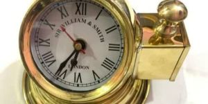 Shiny Brass Gimbal Helmet Analog Clock