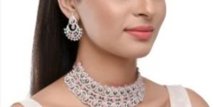 Silver Brass Artificial Necklace Set