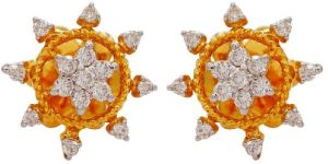 Valentines Diamond Earring with 14K Hallmarked Gold Earring for Girl's