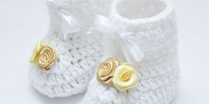 Two Flower Crochet Baby Booties