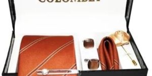 Brown Striped Necktie Set