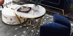 Astro Home Stainless Steel Set of 2 White Metal Nesting Tables