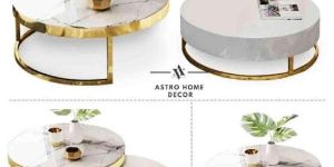 Astro Home Stainless Steel White Set of 2 Metal Nesting Table