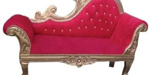 Two Seater Red and Golden Wedding Sofa