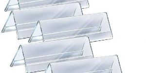 Clear Acryic Name Stand 2 Sided V-Shaped Desk Sign Name Plate Display Table Stand