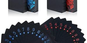 Unique Black Playing Cards / Poker Cards Waterproof PVC Premium Plastic Blue & Red 2 Deck of 54