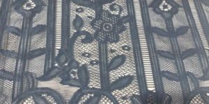 Printed Navy Blue Lace Fabric