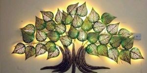 Golden and Green Wall Hanging Metal Tree