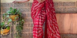 Fancy Red Sequins Work Saree
