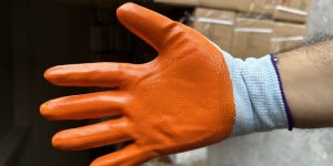 White Orange Nitrile Coated Gloves