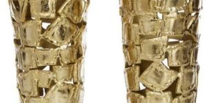 Gold Perforated Aluminium Flower Vase Set