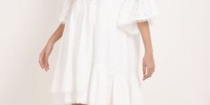 Hera Front Button Closure White Cotton Dress