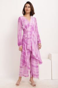 Ivy V Neck Full Sleeve Ankle Length Tie-Dye Kaftan