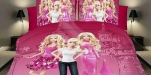 Barbie Print Velvet King Size Double Bed Sheet
