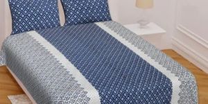 Royal Blue Polyester Blend Cotton King Size Double Bed Sheet