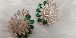 Festive Wear Brass Crystal Stone Earrings