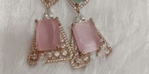 Ladies Brass Crystal Stone Earrings