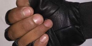 Mens Black Leather Gym Gloves