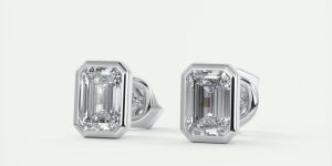 1.0 Ct Emerald Bezel Solitaire Diamond Earring