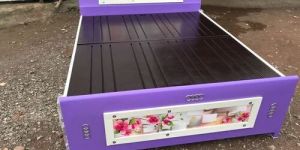 Purple Wooden Work Italian Bed