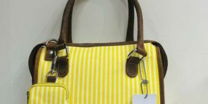 Ladies Leather Canvas Handbag