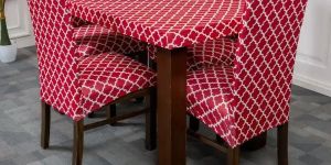 DivineTrendz Exclusive - Red Diamond Elastic Chair And Table Cover