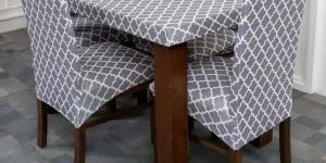 DivineTrendz - Gray Diamond Elastic Chairs Table Covers