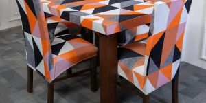 DivineTrendz - Prism Orange Design Elastic Chair Table Cover