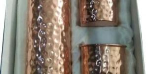 Hammered Copper Water Bottle Set