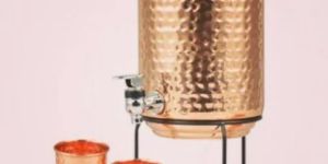 Hammered Copper Water Dispenser Set
