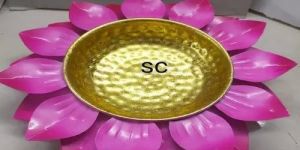 Pink Lotus Shape Brass Urli