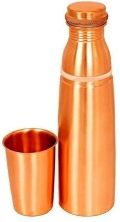 Plain Copper Bottle with Glass Set