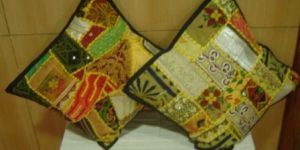 APPLIQUE WORK CUSHION COVER