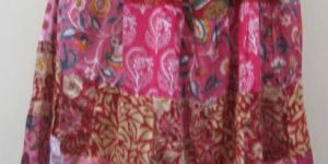 Flared Cotton Patchwork Skirt