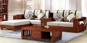 Wooden L Shape Sofa Set