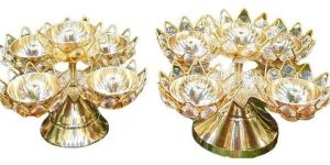 Brass Crystal Pooja Diya