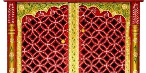 Designer Painted Wooden Temple with Door