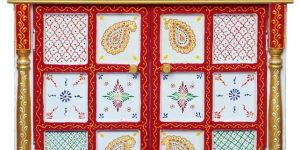 Handmade Printed Wooden Temple with Door