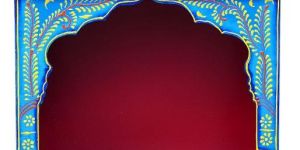 Marron & Blue Hand Carved Printed Wooden Temple