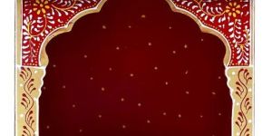 Red & Golden Hand Carved Printed Wooden Temple