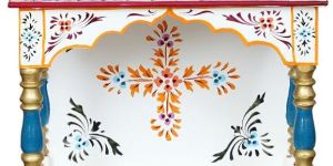 White & Blue Hand Printed Wooden Temple