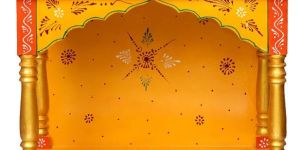 Yellow & Red Printed Wooden Temple