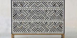 Bone Inlay Chest of 3 Drawer